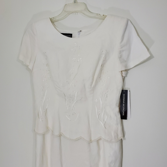 Donna Morgan Vintage Ivory Dress with Beaded front and buttoned back, Si… - Picture 3 of 14